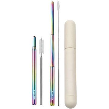 ECOCARE Környezetbarát teleszkópos szívószál Rainbow 1 db