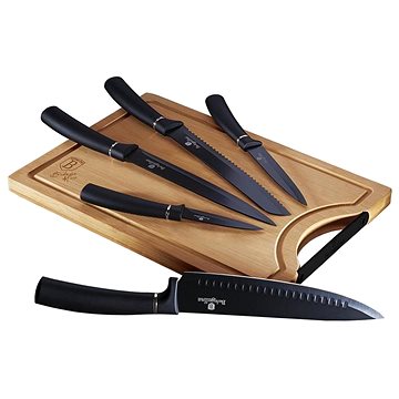 BERLINGERHAUS Black Silver Collection tapadásmentes + vágódeszka, 6 darabos szett