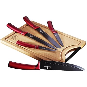 BERLINGERHAUS Burgundy Line tapadásmentes + vágódeszka, 6 darabos szett