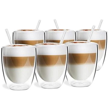 Vialli Design, duplafalú, 320 ml, 6 darab, üveg szívószál 15 cm_VITA 6858