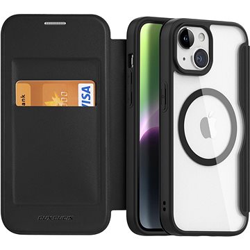 DUX DUCIS Skin X iPhone 15 Pro Max fekete flipes bőr tok