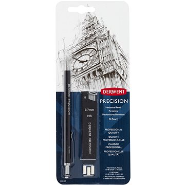 DERWENT Precision Mechanical Pencil Set készlet 0,7 mm HB, 15 betét a csomagban + 3 radír