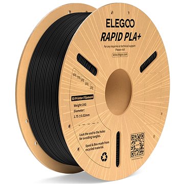 Elegoo RAPID PLA+ - 1,75mm, 1kg, Cardboard Spool, Black