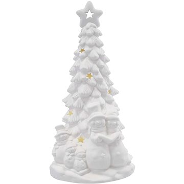EMOS Kerámia LED-es fa hóemberekkel, 33,5 cm, 2×AA, meleg fehér, időzítő