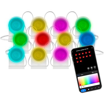 EMOS GoSmart LED spotlámpa fényfüzér, 255 cm, 12 részes, 7 W, RGBIC+CCT, dimmelhető, WiFi