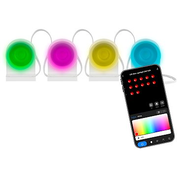 EMOS GoSmart LED spotlámpa fényfüzér, 85 cm, 4 részes, 1,9 W, RGBIC+CCT, dimmelhető, WiFi