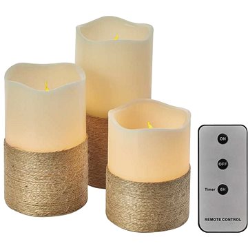 EMOS LED dekoráció - 3x viaszgyertya zsinórral, 3x 3x AAA, beltéri, vintage, vezérlővel
