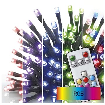 EMOS LED-es karácsonyi fényfüzér, 12 m, beltéri és kültéri, RGB, távirányító, programok, időzítő