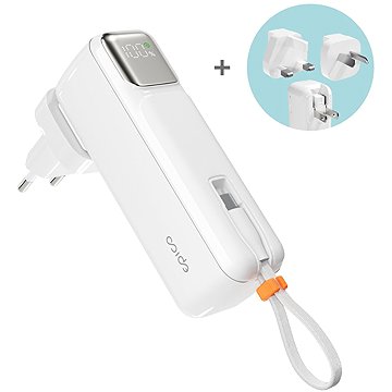 Epico UltraPack 2in1, 5000 mAh, utazó powerbank és hálózati adapter (ET30) - fehér