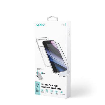 Epico Starter Pack pro iPhone 16Pro/17 - ochranné sklo a Hero Mag+ transparentní kryt