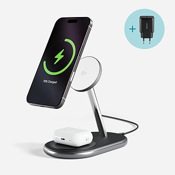 Epico UltraBase Qi2 2in1 Mag+ EX40 vezeték nélküli töltőállvány - fekete