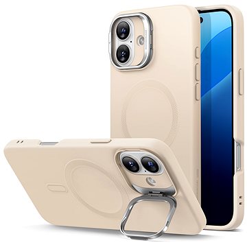 ESR Cloud Soft Case with Stash Stand (HaloLock), Compatible with iPhone 16, Light Tan tok