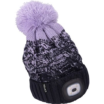 EXTOL LIGHT Pomponos sapka fejlámpával, 4 × 45 lm, sötétkék / lila, UNI