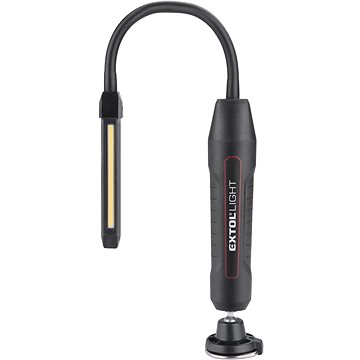 EXTOL LIGHT Munkalámpa, hajlítható, 500 lm, USB töltés, 500 lm COB + 140 lm LED