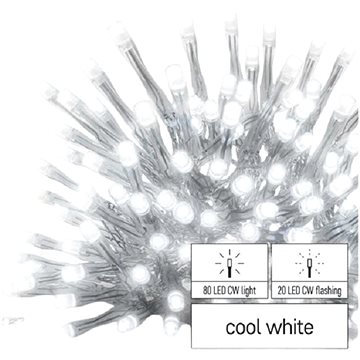 EMOS Standard LED sorolható fényfüzér, villogó, jégcsapok, 2,5 m, kültéri, hideg fehér