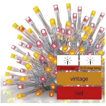 EMOS Standard LED sorolható füzér, pulzáló, jégcsapok, 2,5 m, kültéri, piros/vintage