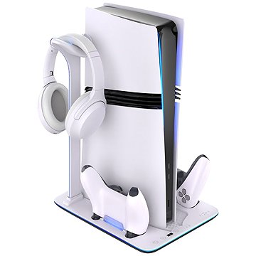 FIXED Multifunctional Stand pro PS5 (Pro/Slim) s větráky a nabíjením pro 2xDualSense B&W