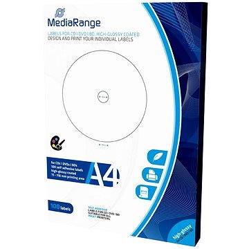 MediaRange CD / DVD / Blu-ray címkék 15 mm - 118 mm, fehér, fényes