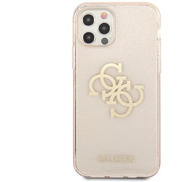 Guess TPU Big 4G Full Glitter Apple iPhone 12/12 Pro készülékhez, Gold - Telefon hátlap