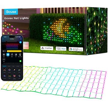 Govee RGBIC Matter kültéri világító háló, 1,2 × 1,2 m