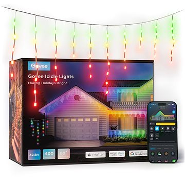 Govee Smart Icicle LED-fényfüzér RGB Matter, 10 m