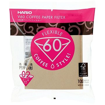 Hario papírfilter V60-02, nem fehérített, 100db