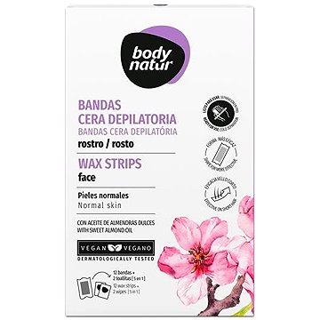 BODY NATUR Szőrtelenítő gyantacsíkok arcra édesmandula olajjal 12 csík