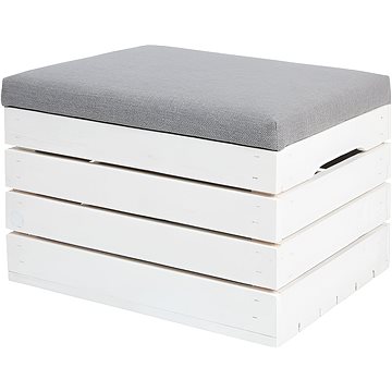 ISO 3636 Párnázott fedelű puff, 40×50×35 cm, szürke-fehér