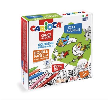 Carioca Város és dzsungel színezhető puzzle + 12 színes filctoll