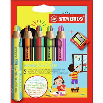 STABILO woody 3 az 1-ben duo 5 db tok hegyezővel
