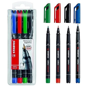 STABILO OHPen universal permanent S, 4 db tok