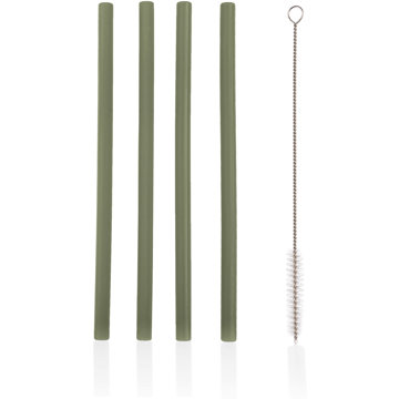 Zopa szilikon szívószál - 4 db, Forest Green