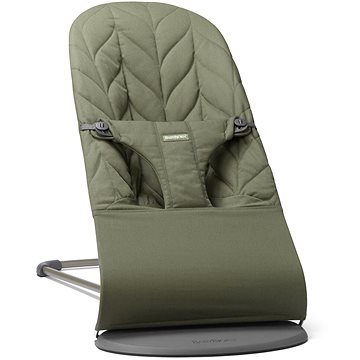 Babybjörn Bliss Dark Green Woven Petal pihenőszék, sötétszürke konstrukció