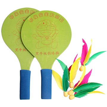 Merco Battledore dřevěné pálky na badminton, zelený, multipack 4 ks