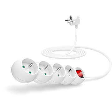 CONNECT IT hosszabbító kábel 230V, 4 aljzat + főkapcsoló, 3m, fehér