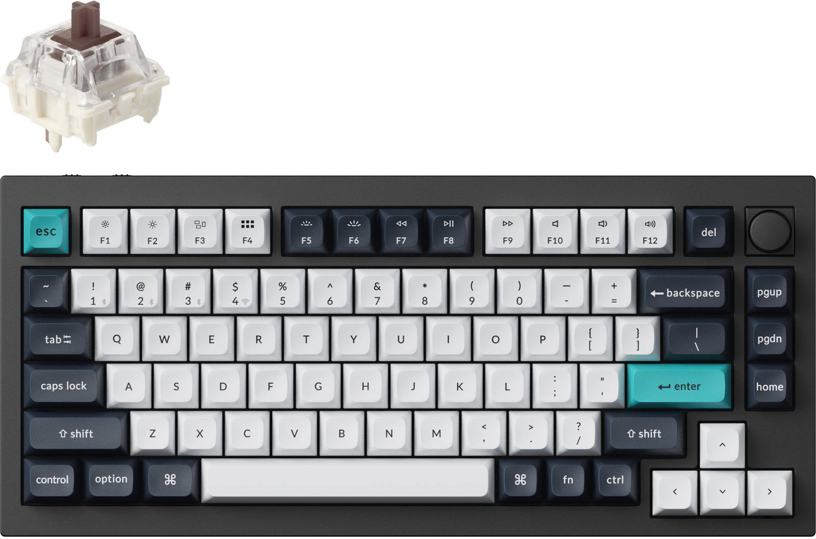 Keychron Q1 Max Swappable RGB Backlight Brown Switch Knob Version - Black, US