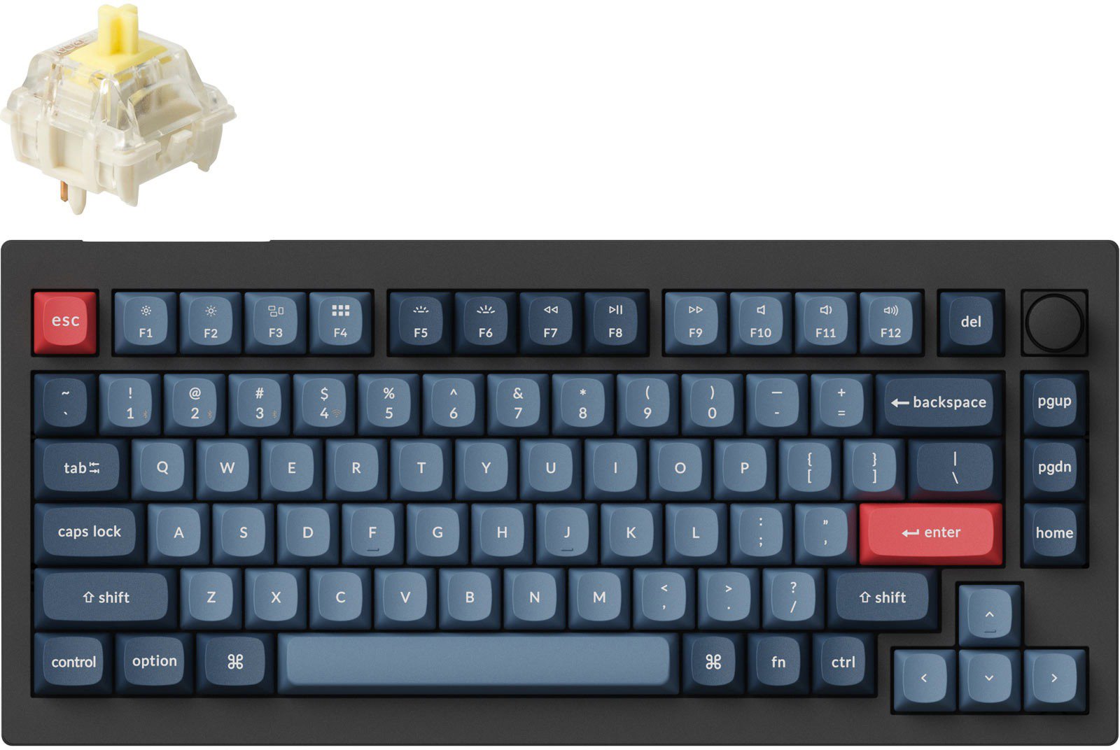 Keychron V1 Max Swappable RGB Backlight Banana Switch - Black - Knob Version, US