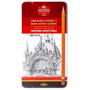 KOH-I-NOOR ART 8B-2H šestihranná, v plechové krabičce - set 12 tvrdostí