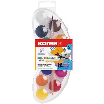 KORES AKUARELLOS MINI 25 mm 12 szín + ecset