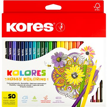 KORES KOLORES Mandalas stresszoldó színezőkhöz 50 szín