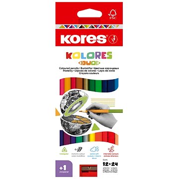 KORES KOLORES DUO háromszögletű, kétoldalú, 12 db (24 szín)