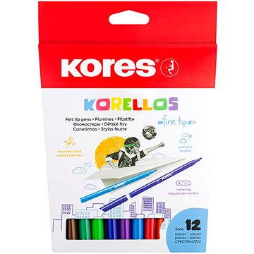 KORES KORELLOS gyerekeknek, vékony hegyű, 12 szín