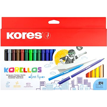 KORES KORELLOS gyerekeknek, vékony hegy, 24 szín