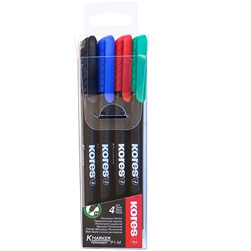 KORES K-MARKER tartós, CD-hez, vékony - 4 színből álló készlet