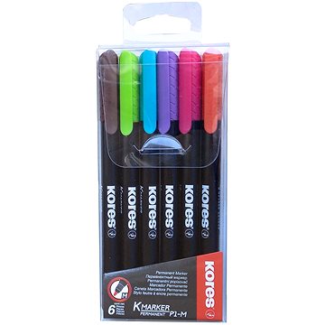 KORES K-MARKER tartós, CD-hez, vékony - 6 színből álló készlet