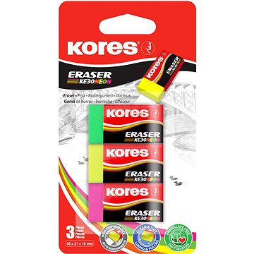 KORES KE30, 40×21×10 mm, többféle neonszín, 3 db a csomagban