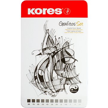 KORES Grafitos fém dobozban - készlet, 12 db