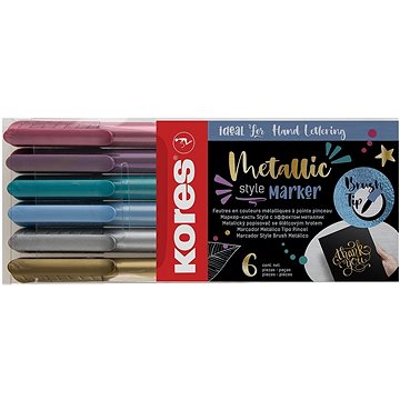 KORES Metalic Style, ecset formájú heggyel, 6 színben