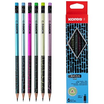 KORES Grafitos Style Metalic Cracked HB, háromszög alakú - 6 darabos csomagban