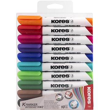 KORES K-MARKER fehér táblákhoz, vágott hegy, 3 - 5 mm - 10 szín a szettben